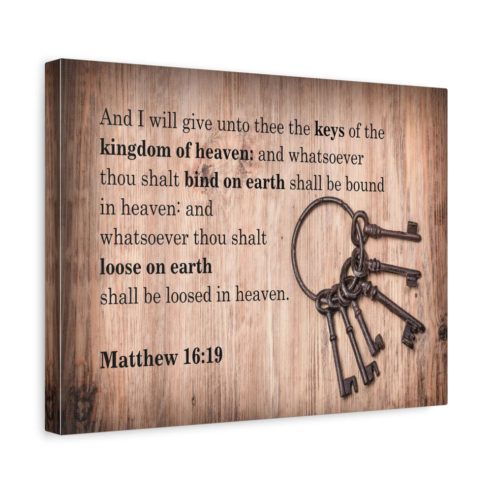 Scripture Canvas Bind on Earth Matthew 16:19 Christian Wall Art Bible Verse